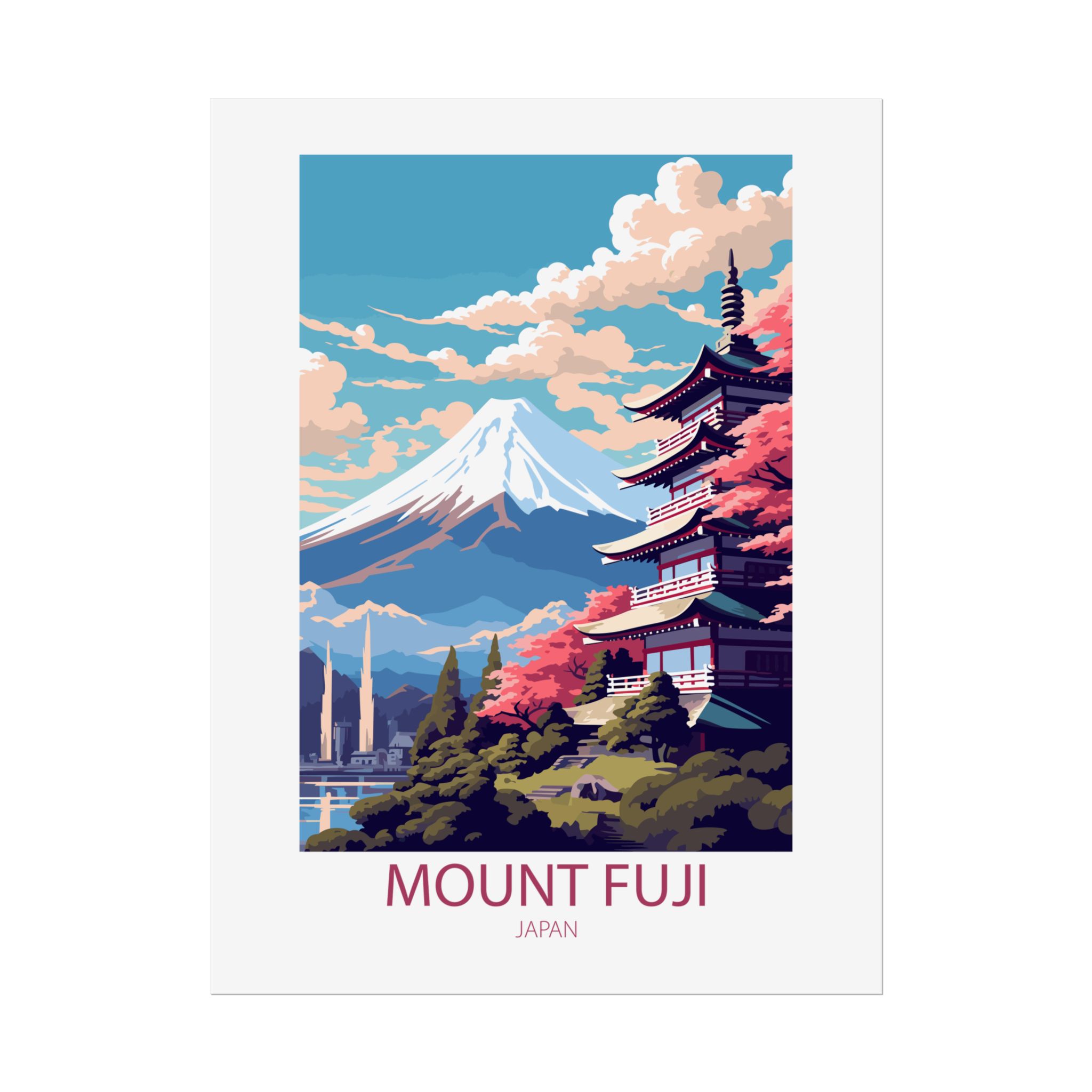 Mount Fuji Travel Poster. Fine Art Print. Multiple Sizes And Paper options Available