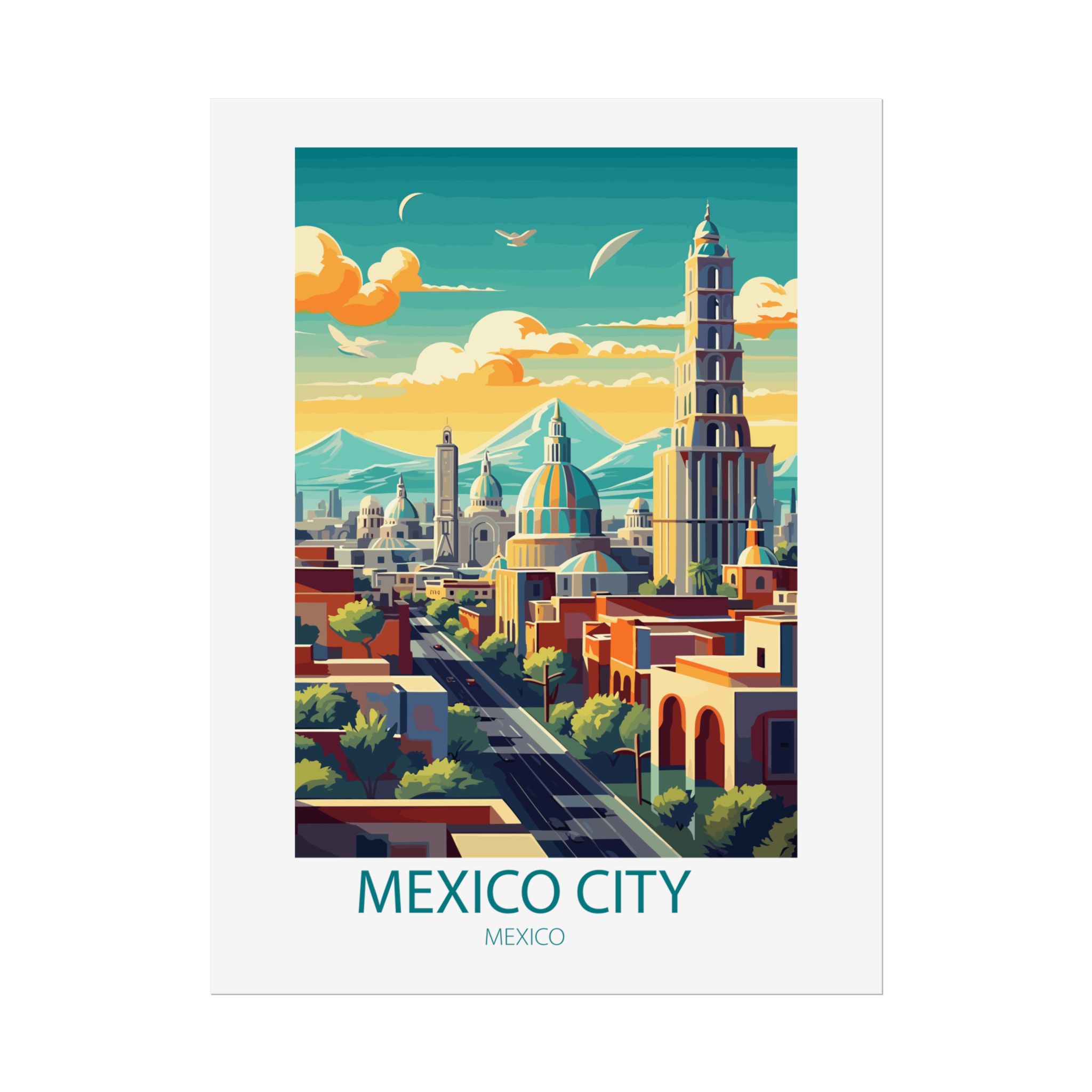 Mexico City Travel Poster. Fine Art Print. Multiple Sizes And Paper options Available
